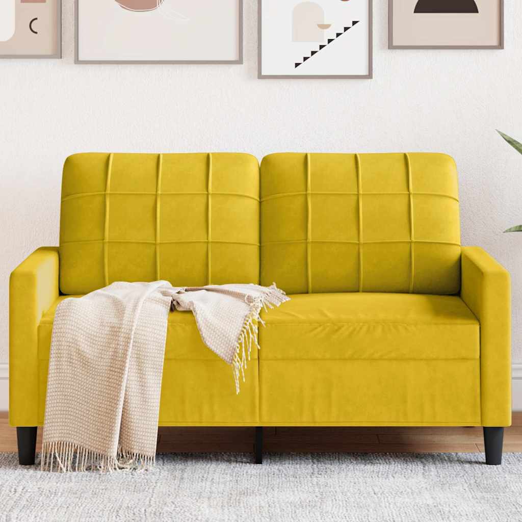 Tweezitsbank 120 cm fluweel geel is nu te koop bij PeponiXL, paradijselijk wonen!