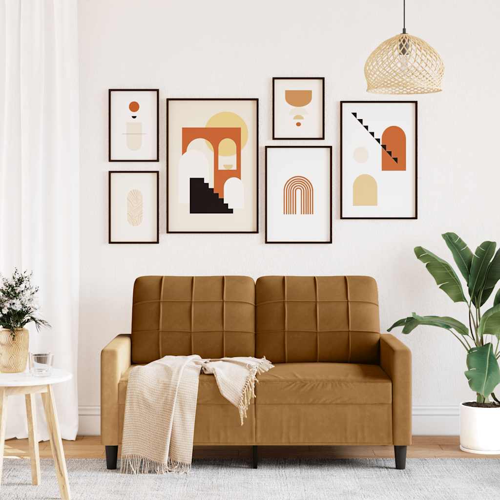 Tweezitsbank 120 cm fluweel bruin is nu te koop bij PeponiXL, paradijselijk wonen!
