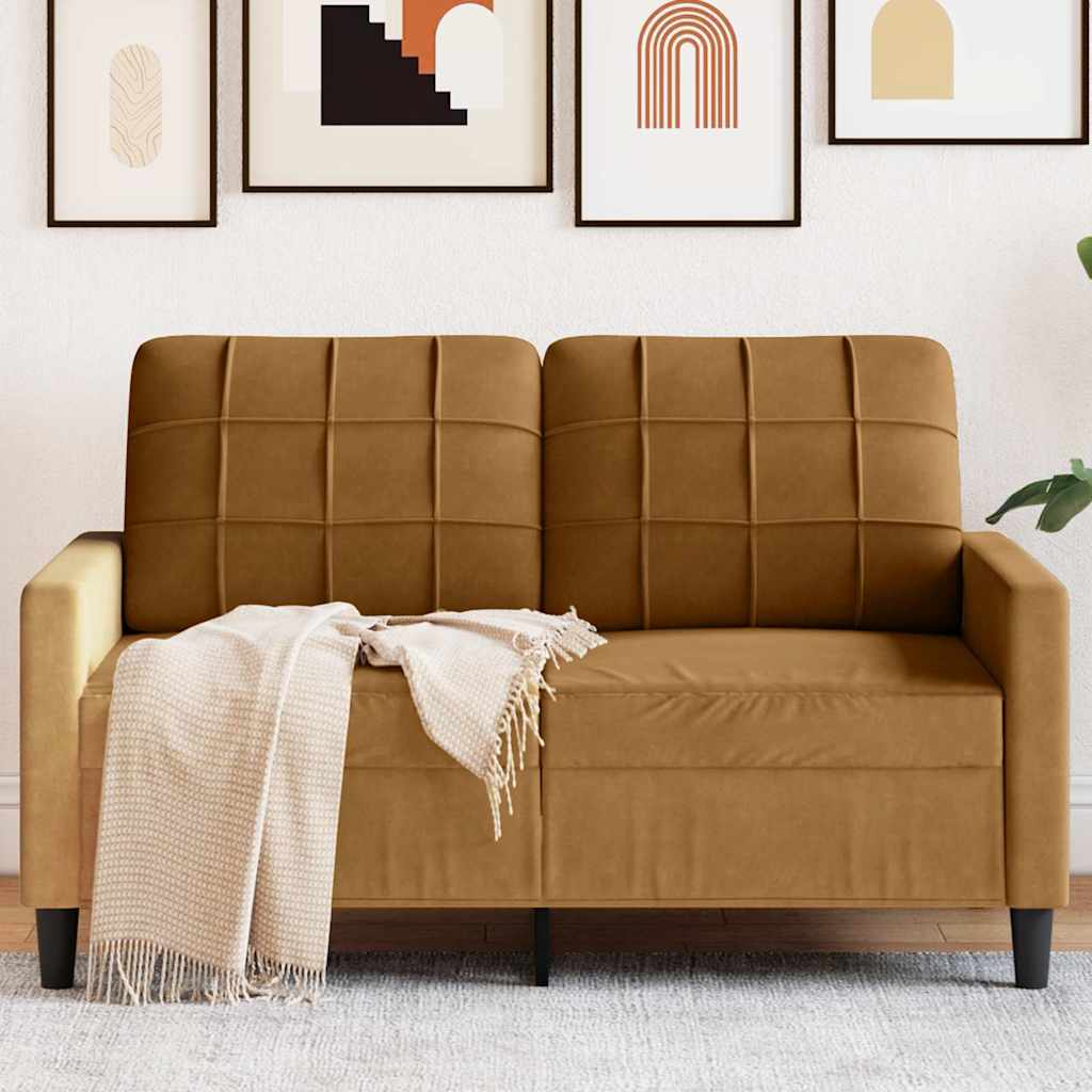 Tweezitsbank 120 cm fluweel bruin is nu te koop bij PeponiXL, paradijselijk wonen!