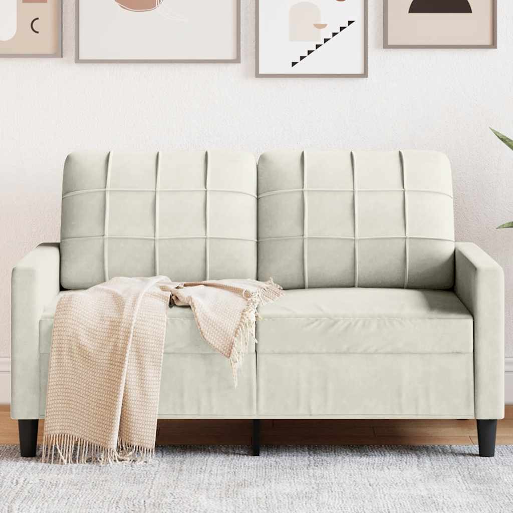 Tweezitsbank 120 cm fluweel crèmekleurig is nu te koop bij PeponiXL, paradijselijk wonen!