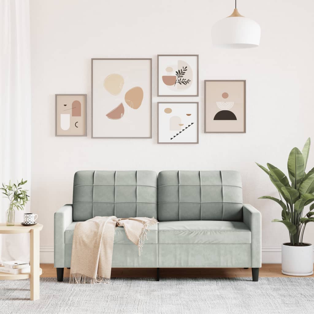 Tweezitsbank 140 cm fluweel lichtgrijs is nu te koop bij PeponiXL, paradijselijk wonen!