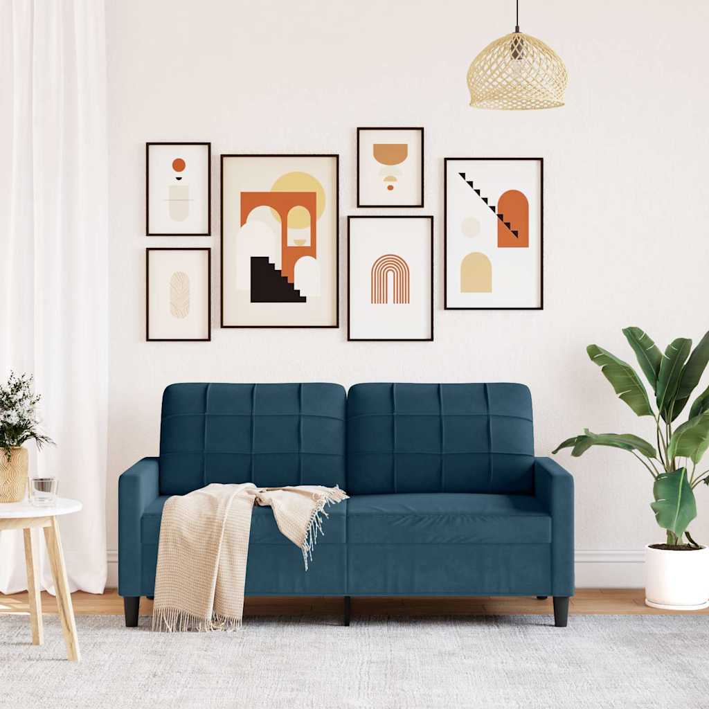 Tweezitsbank 140 cm fluweel blauw is nu te koop bij PeponiXL, paradijselijk wonen!