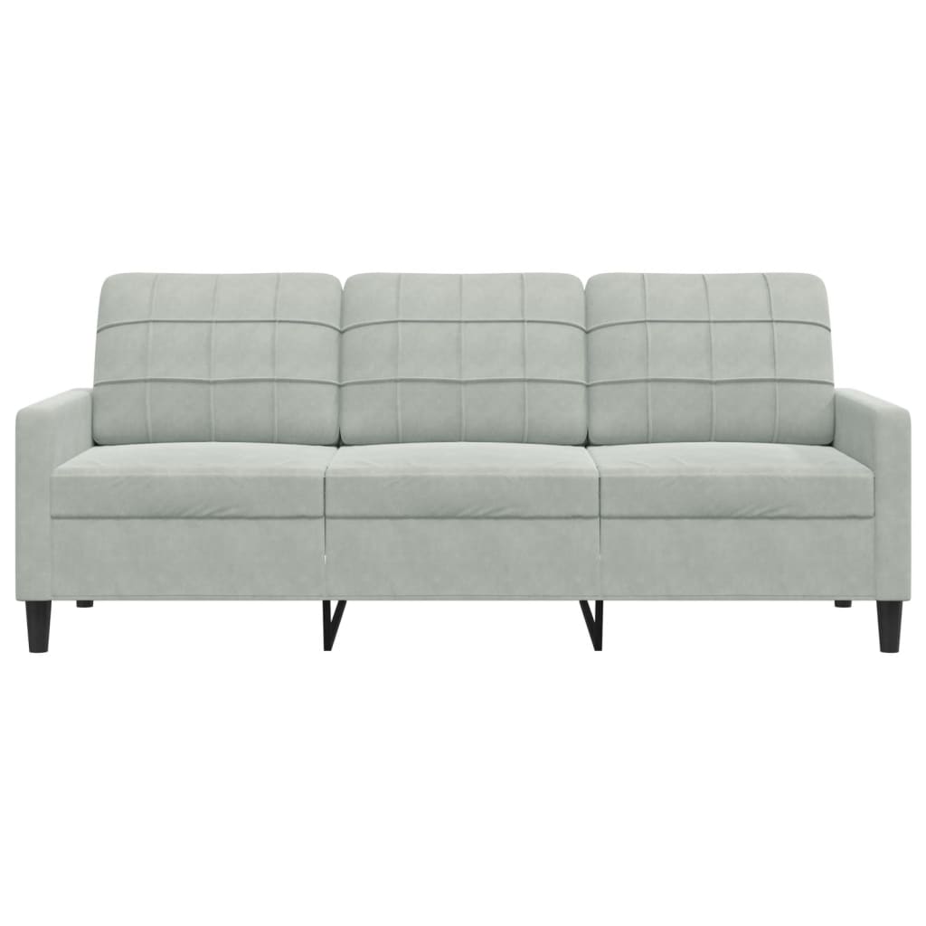 Driezitsbank 180 cm fluweel lichtgrijs is nu te koop bij PeponiXL, paradijselijk wonen!