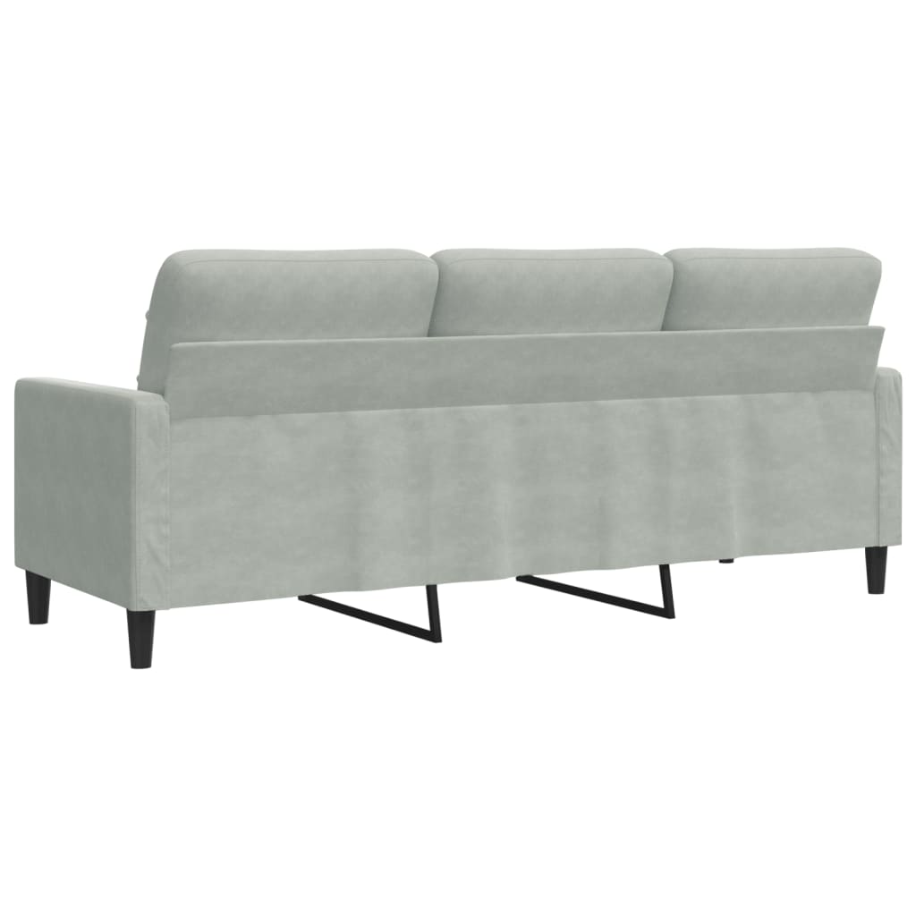 Driezitsbank 180 cm fluweel lichtgrijs is nu te koop bij PeponiXL, paradijselijk wonen!