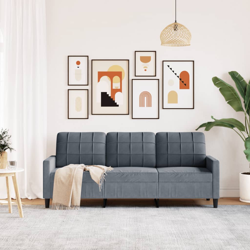 Driezitsbank 180 cm fluweel donkergrijs is nu te koop bij PeponiXL, paradijselijk wonen!
