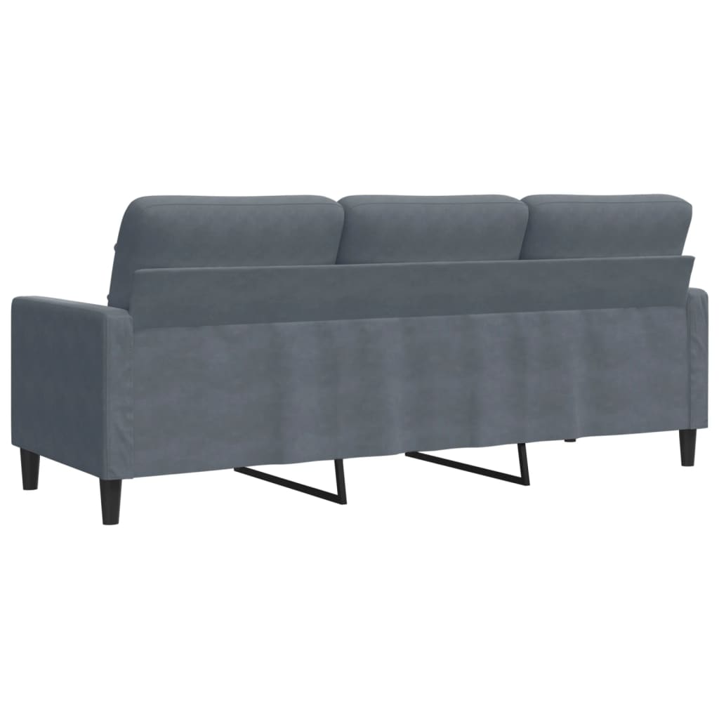 Driezitsbank 180 cm fluweel donkergrijs is nu te koop bij PeponiXL, paradijselijk wonen!