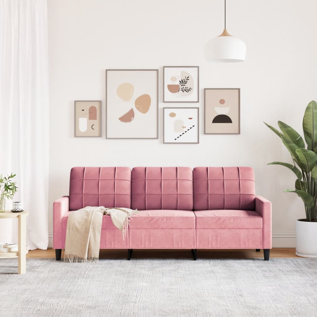 Driezitsbank 180 cm fluweel roze is nu te koop bij PeponiXL, paradijselijk wonen!