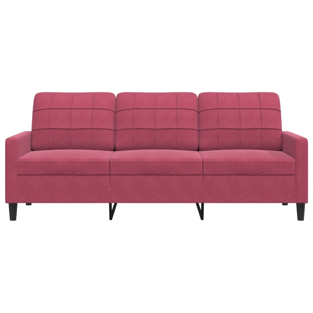 Driezitsbank 180 cm fluweel wijnrood is nu te koop bij PeponiXL, paradijselijk wonen!
