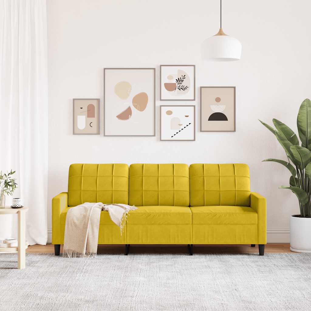 Driezitsbank 180 cm fluweel geel is nu te koop bij PeponiXL, paradijselijk wonen!
