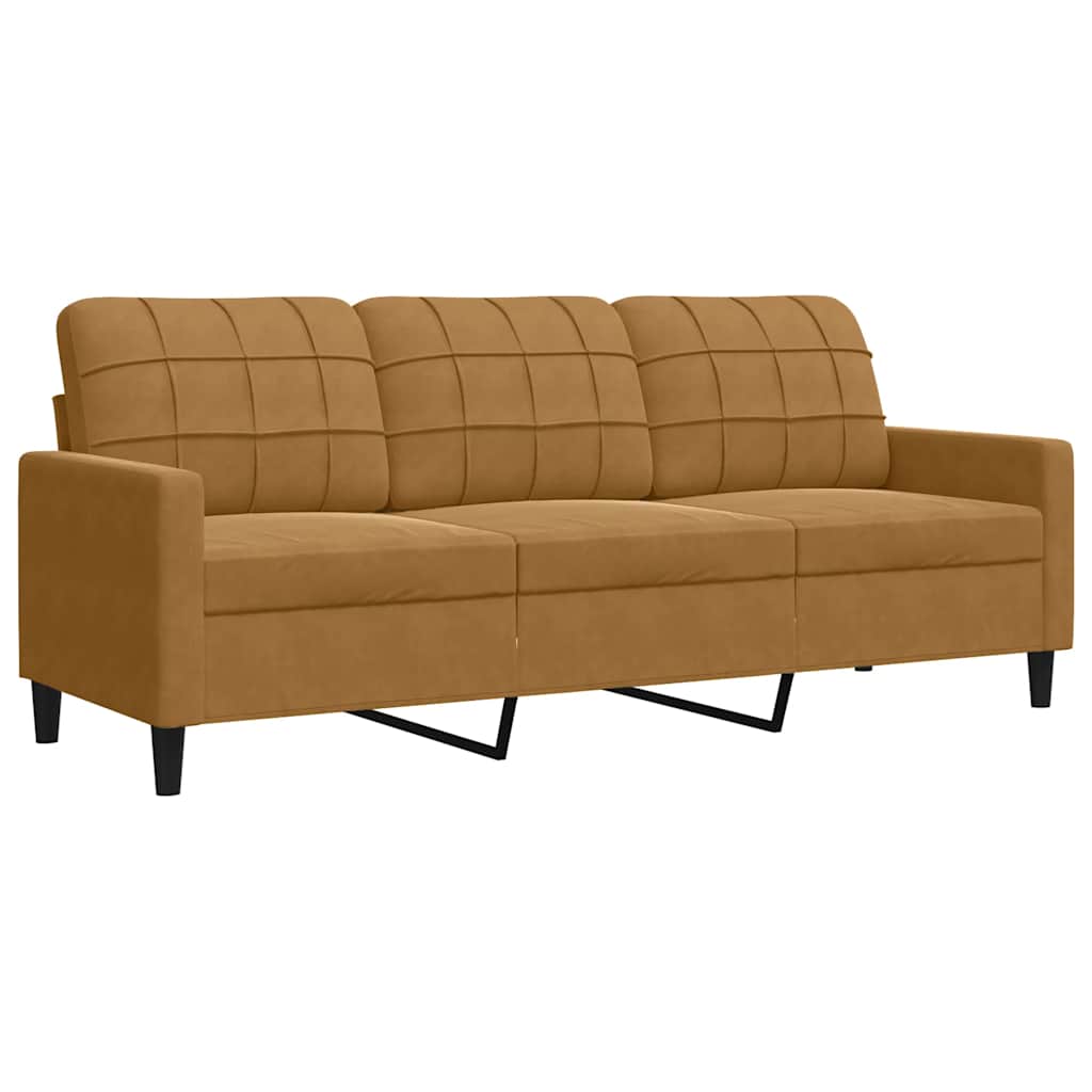 Driezitsbank 180 cm fluweel bruin is nu te koop bij PeponiXL, paradijselijk wonen!