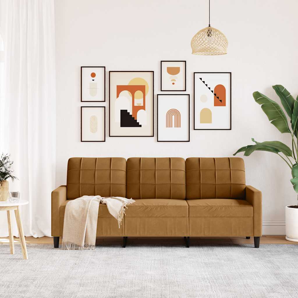 Driezitsbank 180 cm fluweel bruin is nu te koop bij PeponiXL, paradijselijk wonen!
