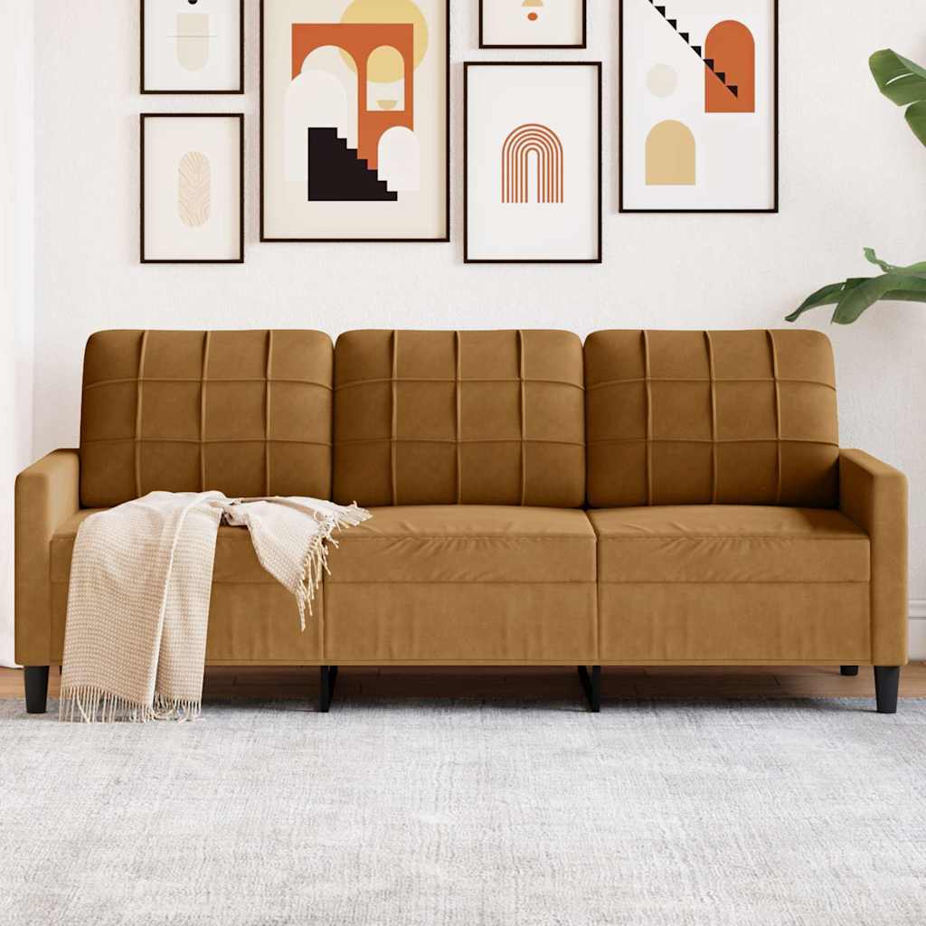 Driezitsbank 180 cm fluweel bruin is nu te koop bij PeponiXL, paradijselijk wonen!