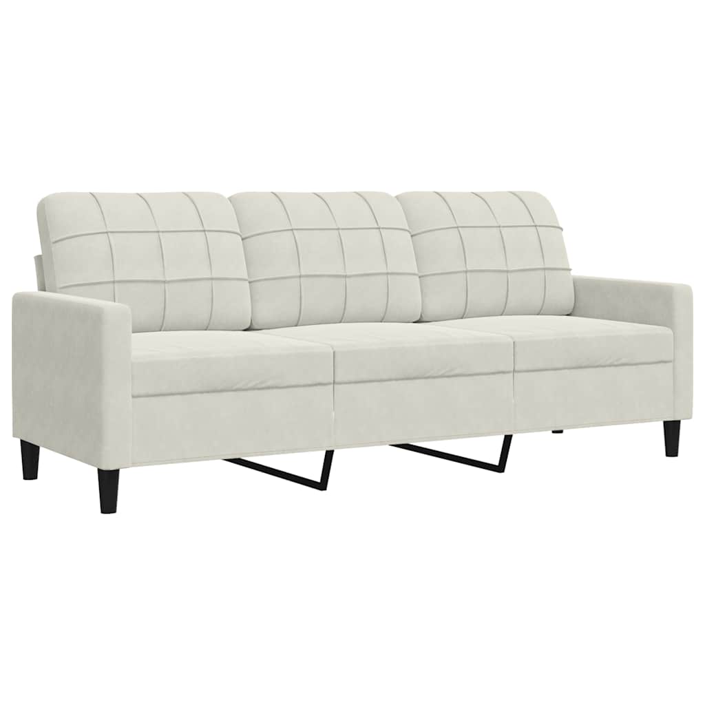Driezitsbank 180 cm fluweel crèmekleurig is nu te koop bij PeponiXL, paradijselijk wonen!