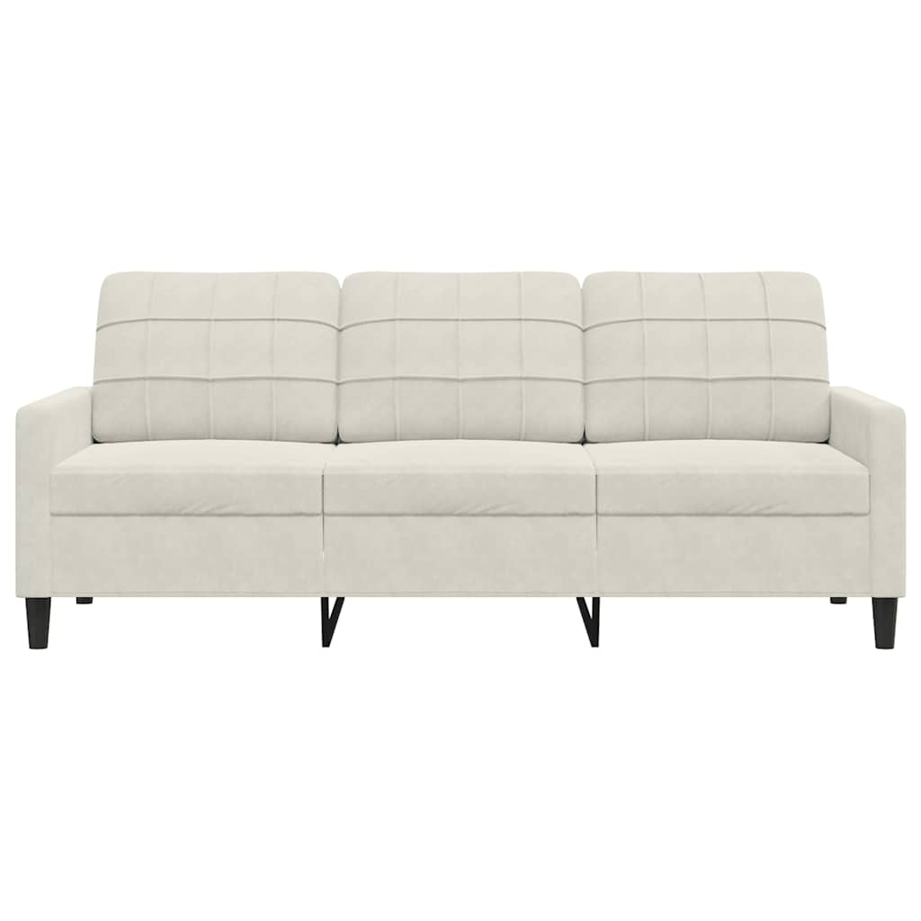 Driezitsbank 180 cm fluweel crèmekleurig is nu te koop bij PeponiXL, paradijselijk wonen!