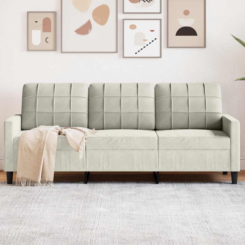 Driezitsbank 180 cm fluweel crèmekleurig is nu te koop bij PeponiXL, paradijselijk wonen!
