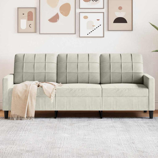Driezitsbank 180 cm fluweel crèmekleurig is nu te koop bij PeponiXL, paradijselijk wonen!