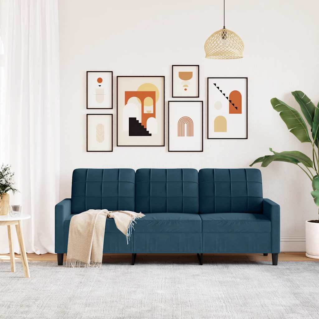 Driezitsbank 180 cm fluweel blauw is nu te koop bij PeponiXL, paradijselijk wonen!