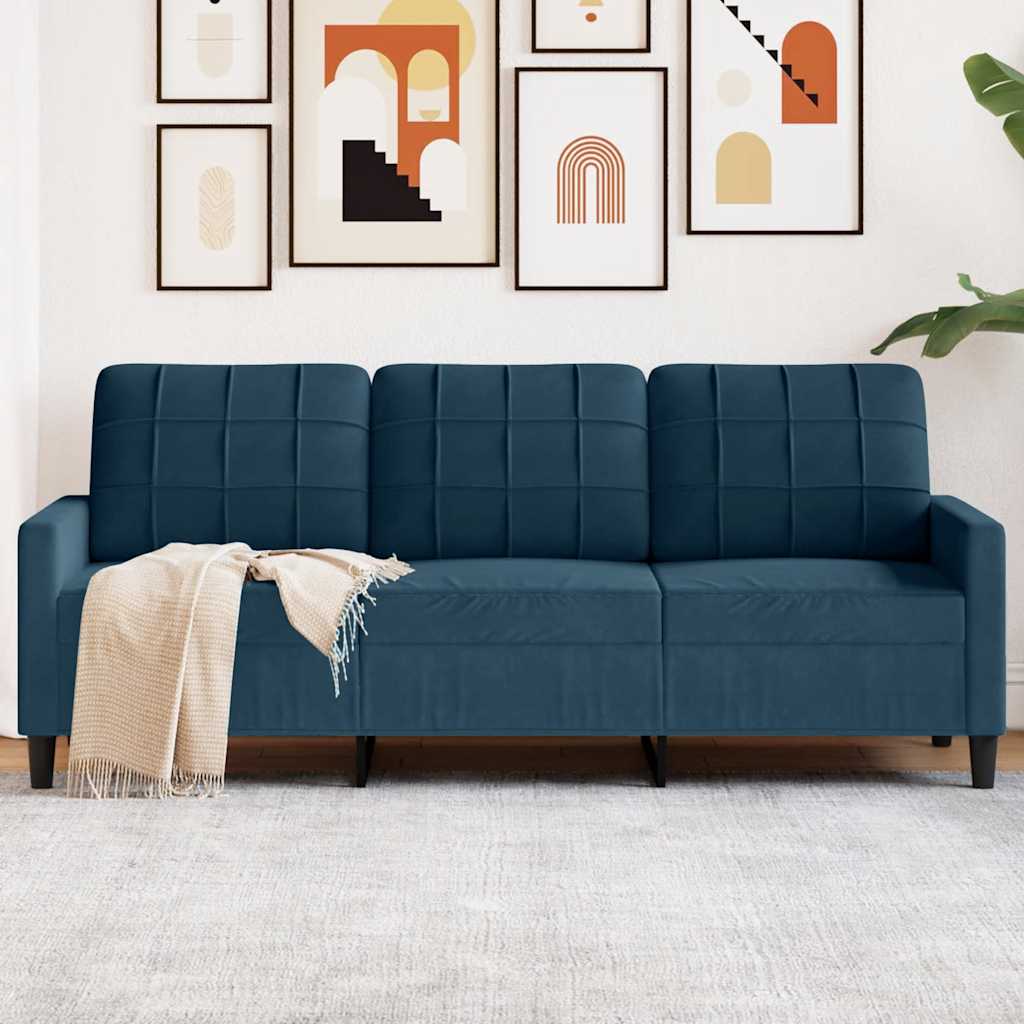 Driezitsbank 180 cm fluweel blauw is nu te koop bij PeponiXL, paradijselijk wonen!