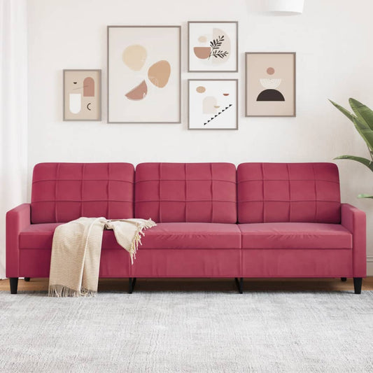 Driezitsbank 210 cm fluweel wijnrood is nu te koop bij PeponiXL, paradijselijk wonen!