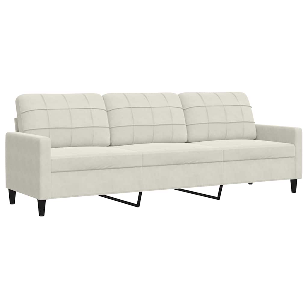 Driezitsbank 210 cm fluweel crèmekleurig is nu te koop bij PeponiXL, paradijselijk wonen!