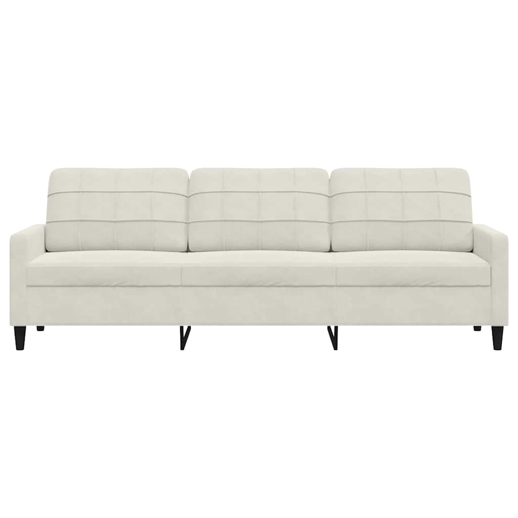 Driezitsbank 210 cm fluweel crèmekleurig is nu te koop bij PeponiXL, paradijselijk wonen!