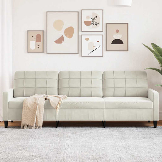 Driezitsbank 210 cm fluweel crèmekleurig is nu te koop bij PeponiXL, paradijselijk wonen!