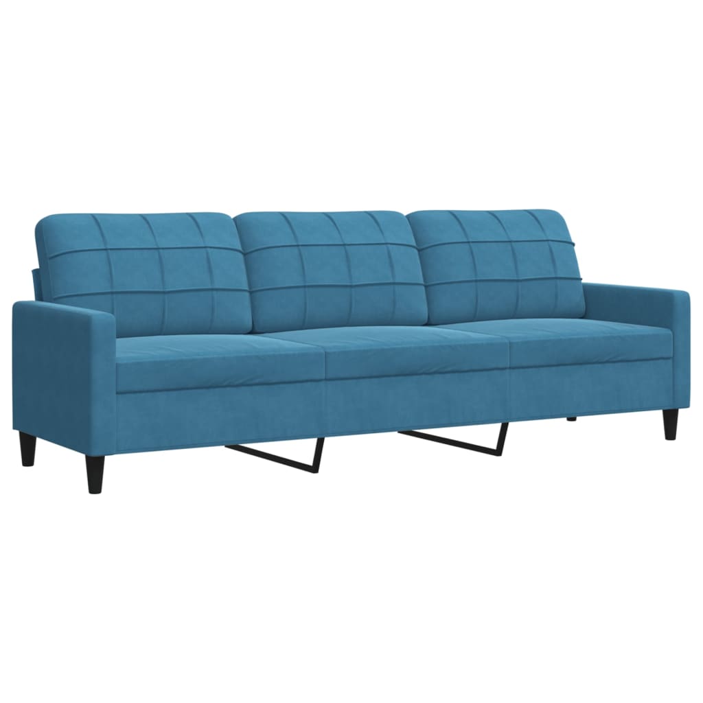 Driezitsbank 210 cm fluweel blauw is nu te koop bij PeponiXL, paradijselijk wonen!
