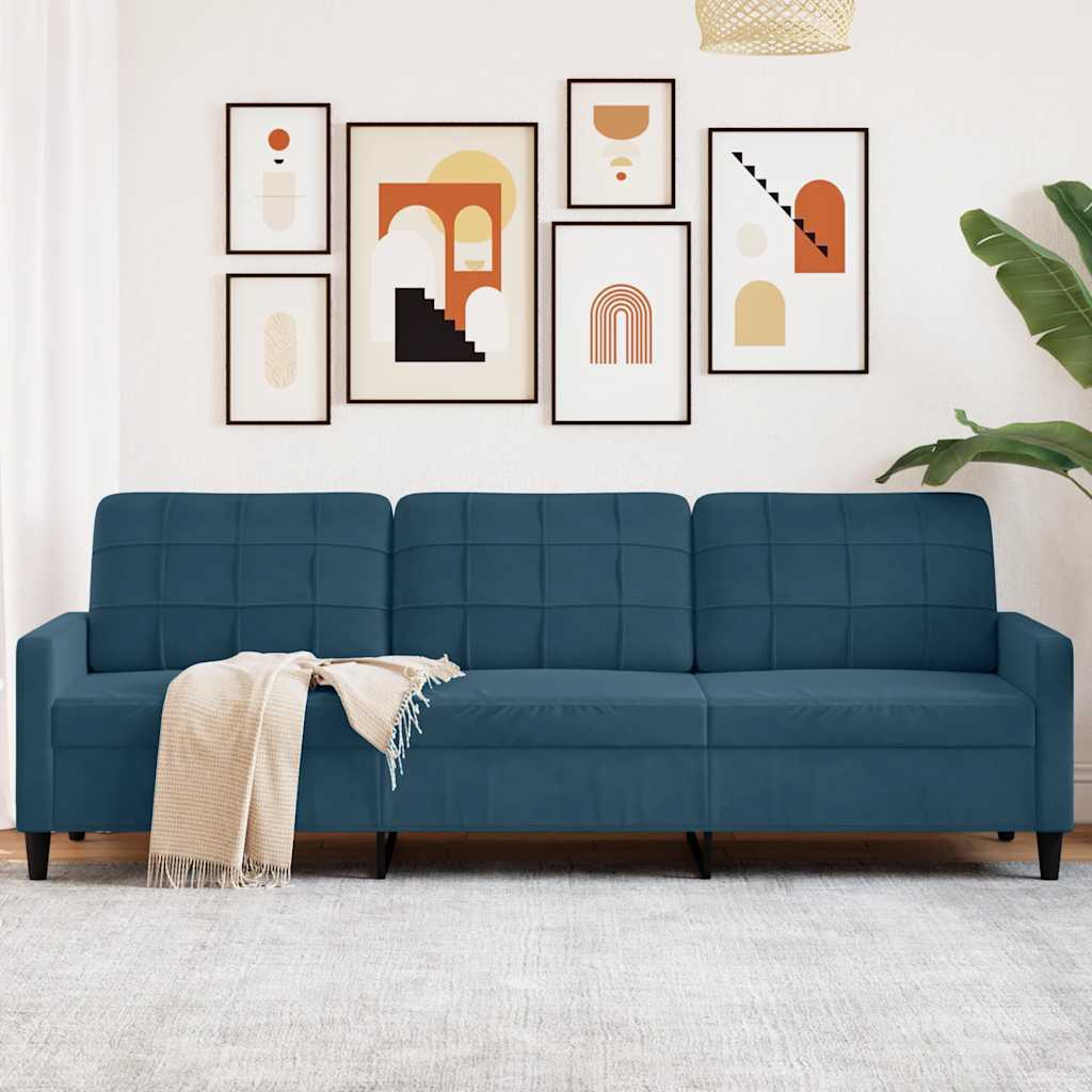 Driezitsbank 210 cm fluweel blauw is nu te koop bij PeponiXL, paradijselijk wonen!