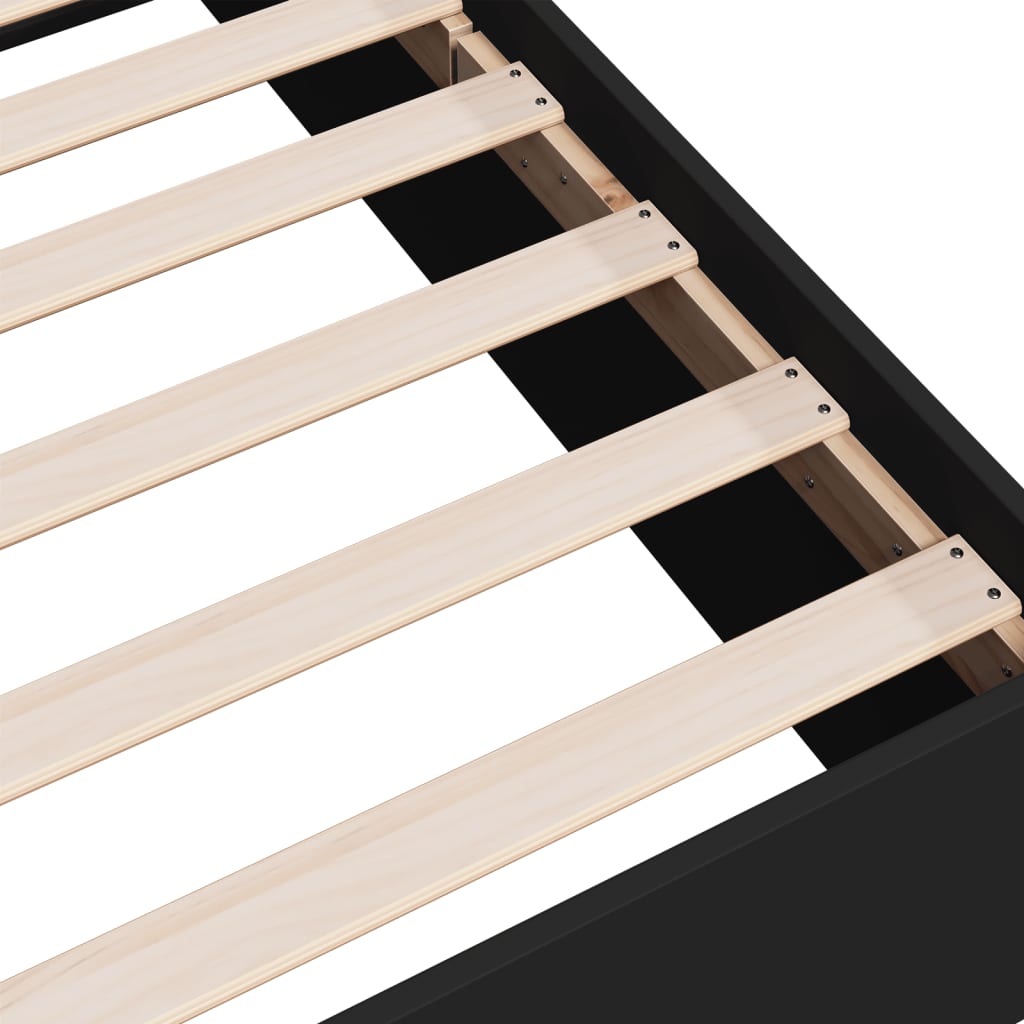 Bedframe bewerkt hout zwart 75x190 cm is nu te koop bij PeponiXL, paradijselijk wonen!