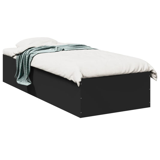 Bedframe bewerkt hout zwart 75x190 cm is nu te koop bij PeponiXL, paradijselijk wonen!