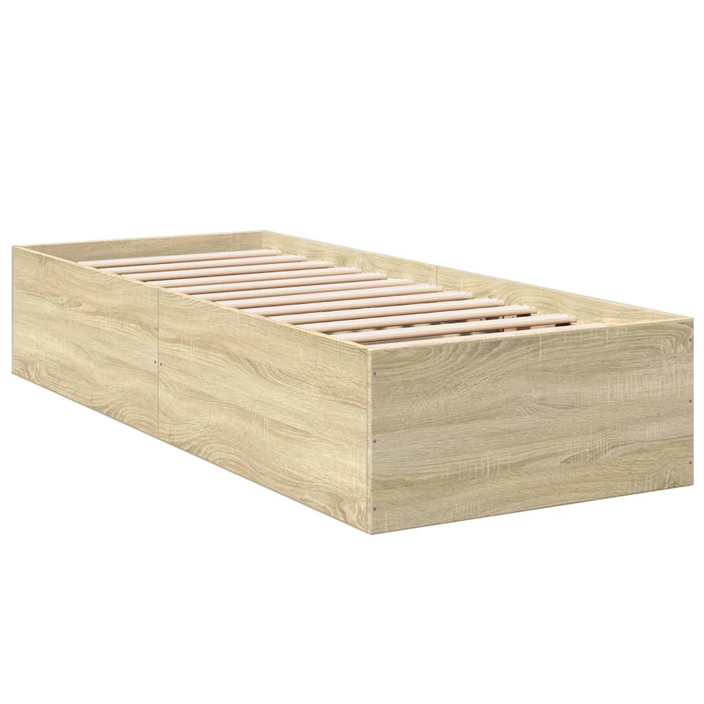 Bedframe zonder matras hout sonoma eikenkleurig 75x190 cm is nu te koop bij PeponiXL, paradijselijk wonen!
