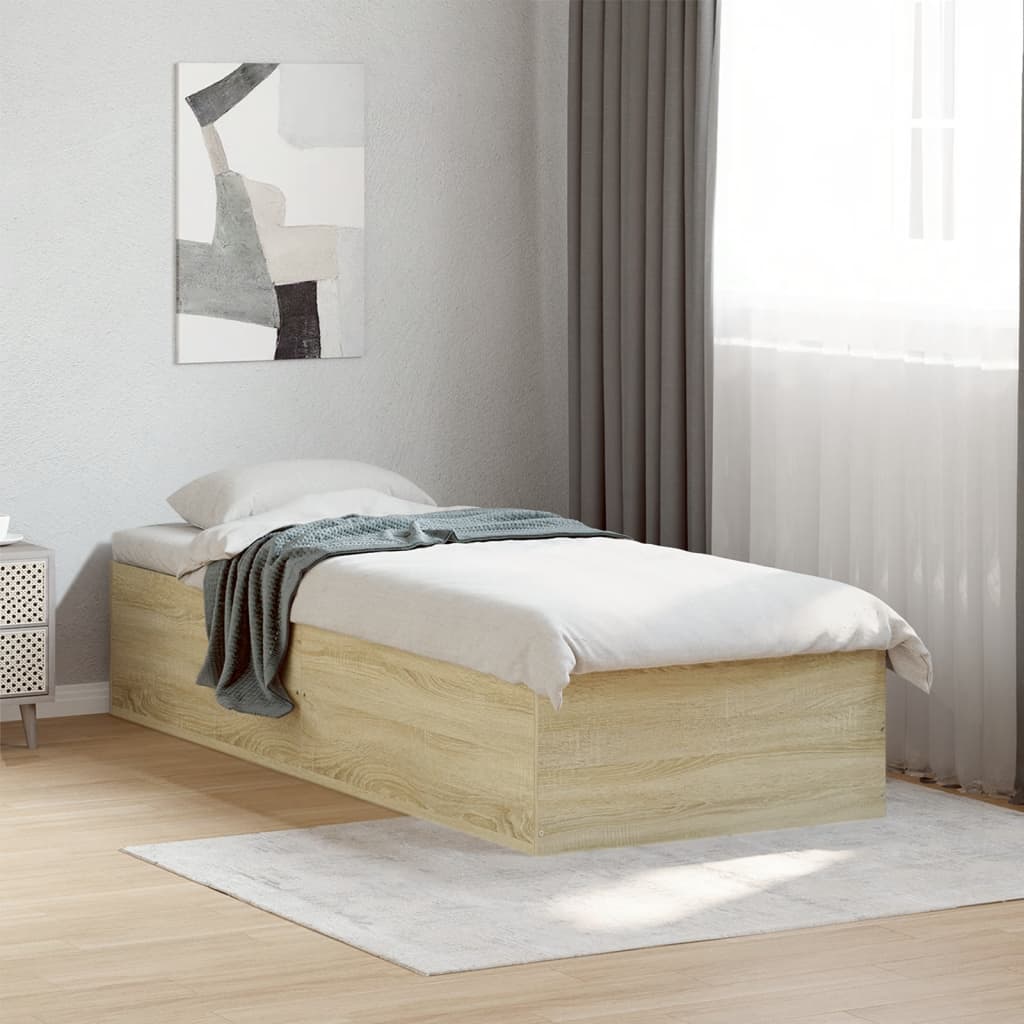 Bedframe zonder matras hout sonoma eikenkleurig 75x190 cm is nu te koop bij PeponiXL, paradijselijk wonen!