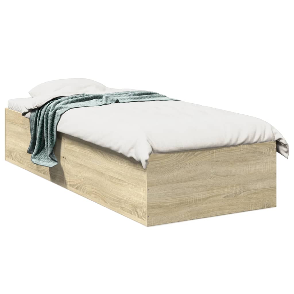 Bedframe zonder matras hout sonoma eikenkleurig 75x190 cm is nu te koop bij PeponiXL, paradijselijk wonen!