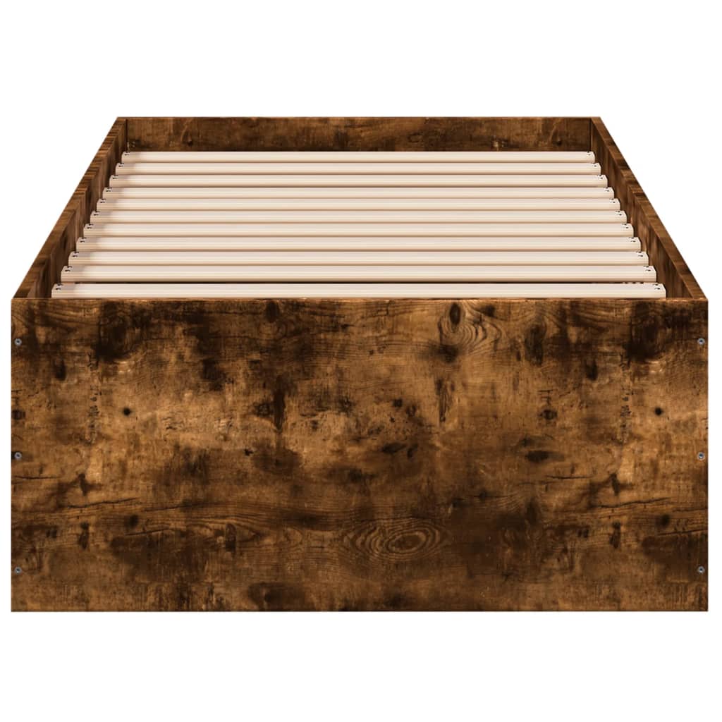 Bedframe zonder matras hout gerookt eikenkleurig 75x190 cm is nu te koop bij PeponiXL, paradijselijk wonen!