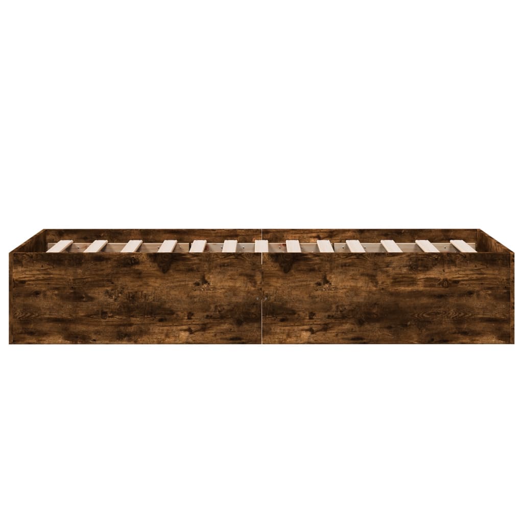 Bedframe zonder matras hout gerookt eikenkleurig 75x190 cm is nu te koop bij PeponiXL, paradijselijk wonen!