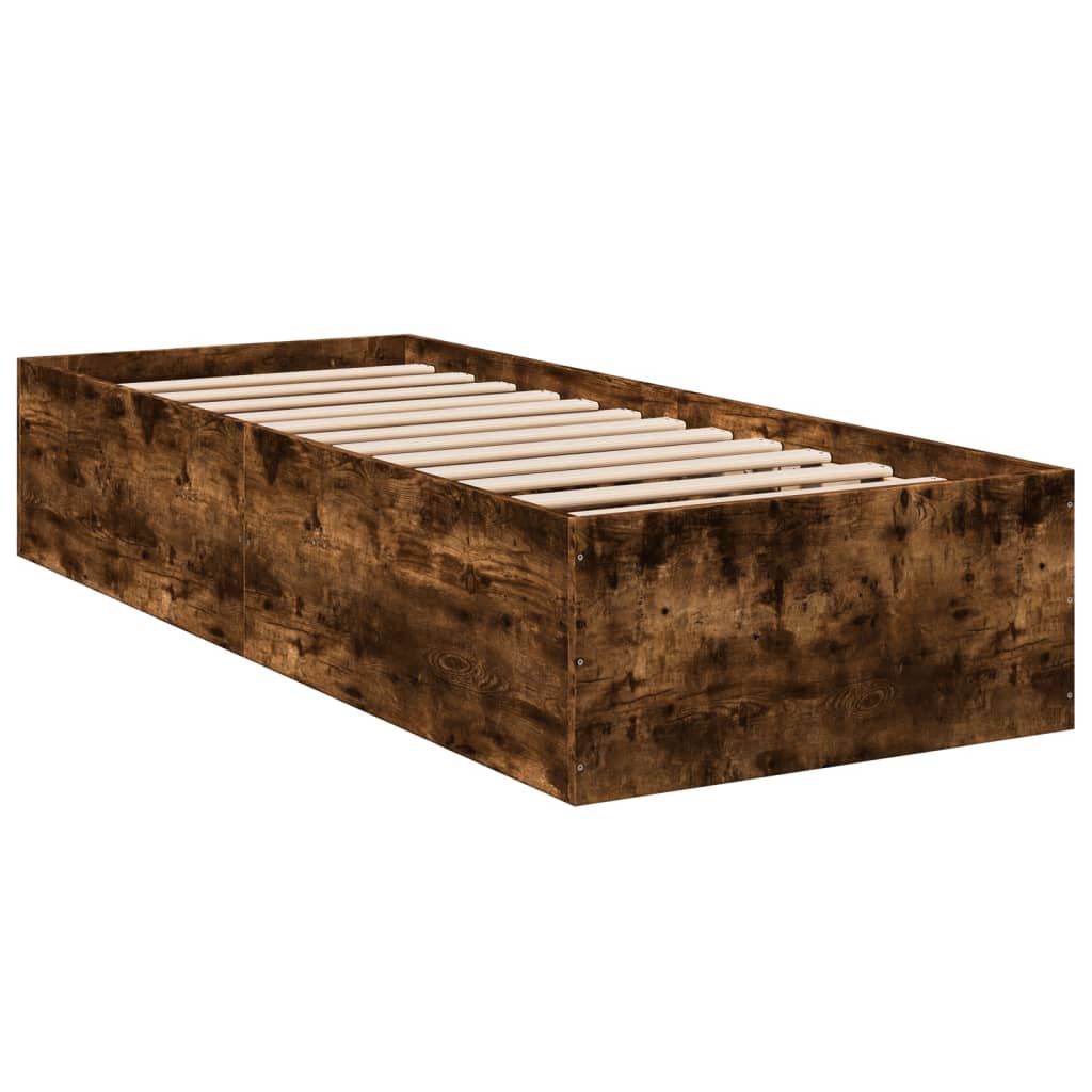 Bedframe zonder matras hout gerookt eikenkleurig 75x190 cm is nu te koop bij PeponiXL, paradijselijk wonen!