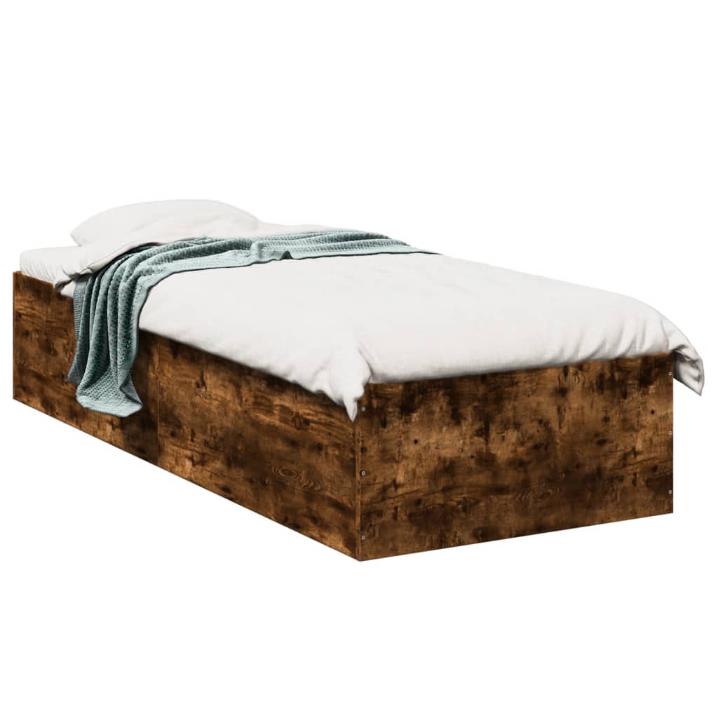 Bedframe zonder matras hout gerookt eikenkleurig 75x190 cm is nu te koop bij PeponiXL, paradijselijk wonen!