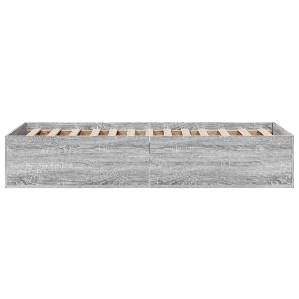 Bedframe bewerkt hout grijs sonoma eikenkleurig 75x190 cm is nu te koop bij PeponiXL, paradijselijk wonen!