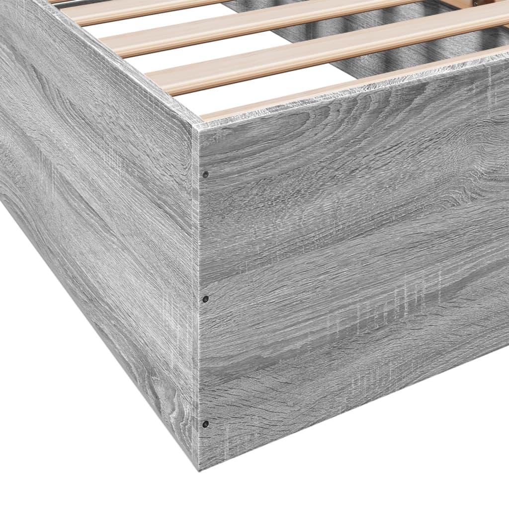 Bedframe bewerkt hout grijs sonoma eikenkleurig 75x190 cm is nu te koop bij PeponiXL, paradijselijk wonen!