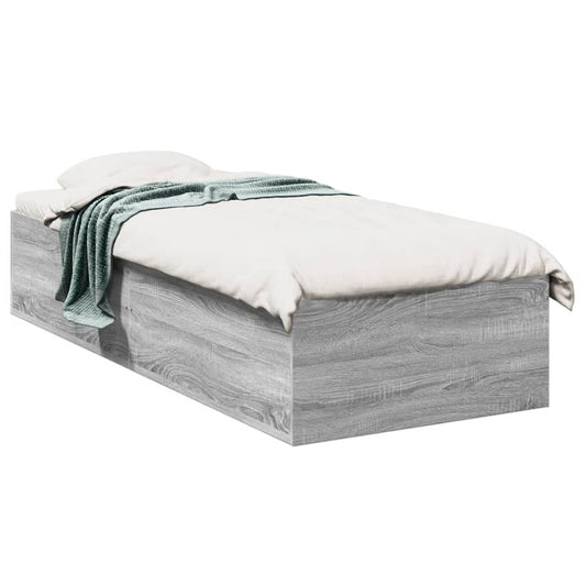 Bedframe bewerkt hout grijs sonoma eikenkleurig 75x190 cm is nu te koop bij PeponiXL, paradijselijk wonen!