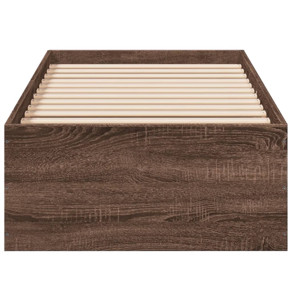 Bedframe zonder matras bewerkt hout bruin eikenkleur 75x190 cm is nu te koop bij PeponiXL, paradijselijk wonen!