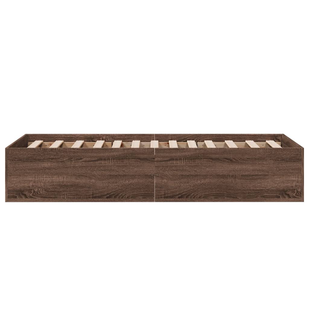 Bedframe zonder matras bewerkt hout bruin eikenkleur 75x190 cm is nu te koop bij PeponiXL, paradijselijk wonen!