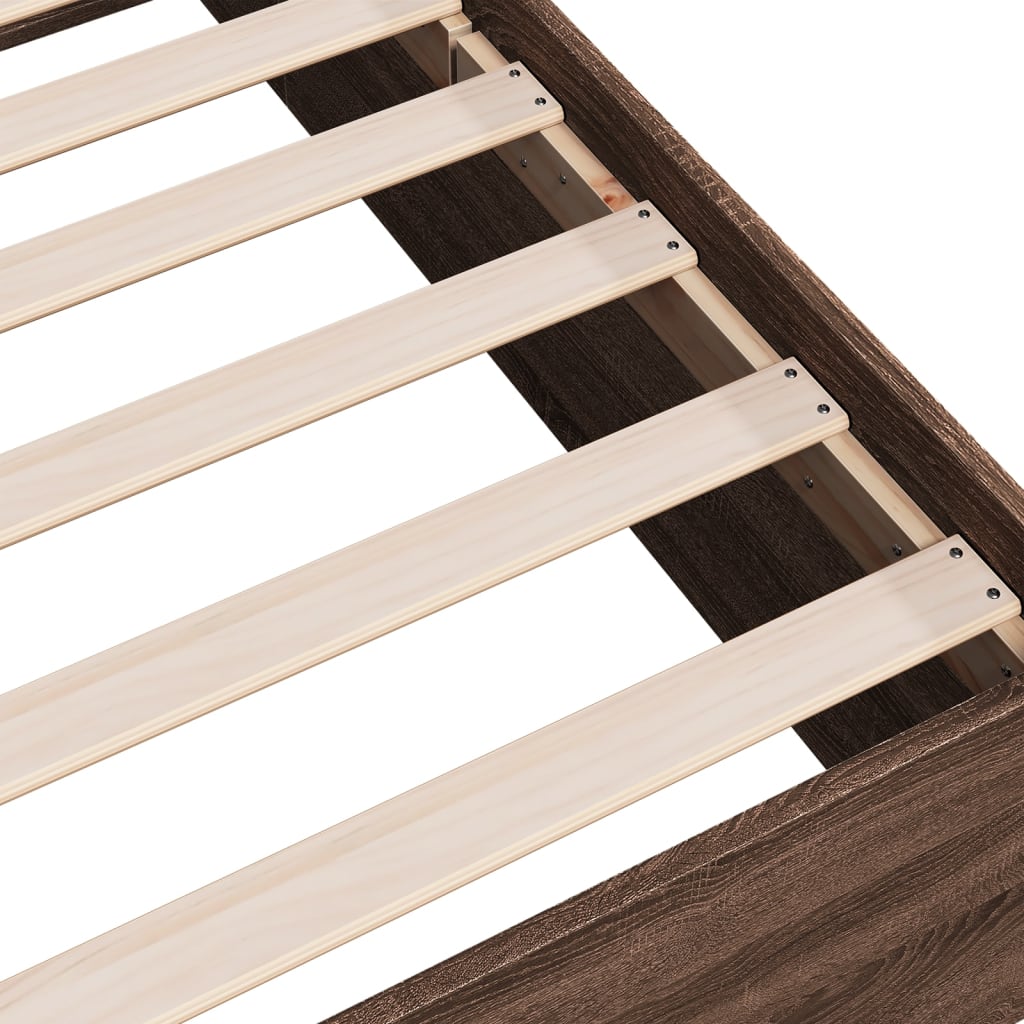 Bedframe zonder matras bewerkt hout bruin eikenkleur 75x190 cm is nu te koop bij PeponiXL, paradijselijk wonen!