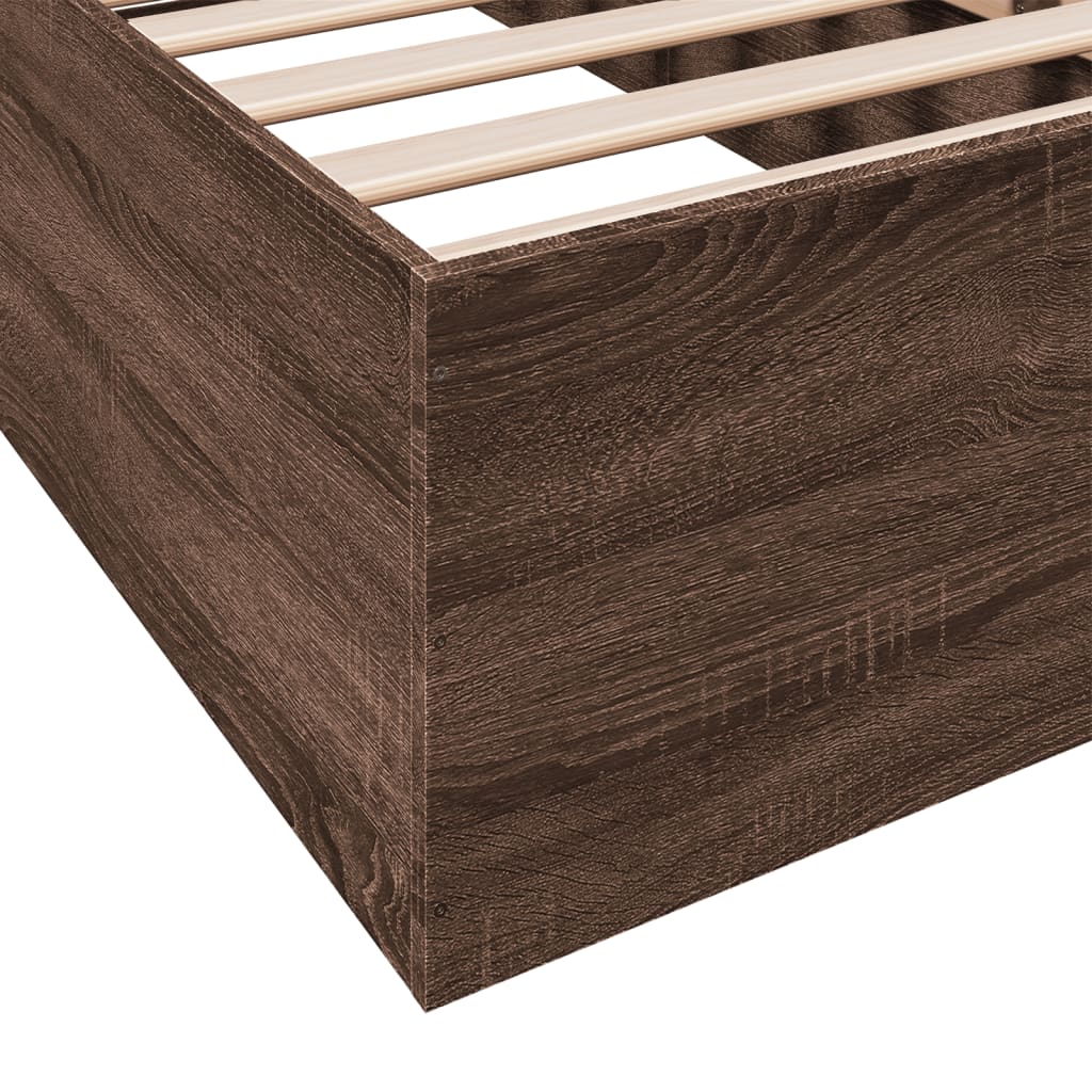 Bedframe zonder matras bewerkt hout bruin eikenkleur 75x190 cm is nu te koop bij PeponiXL, paradijselijk wonen!