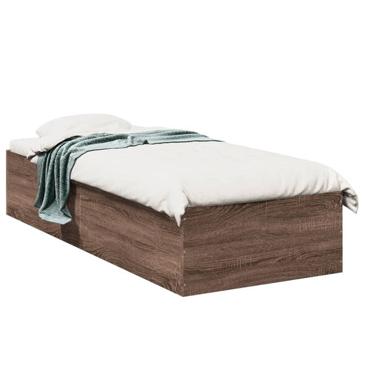 Bedframe zonder matras bewerkt hout bruin eikenkleur 75x190 cm is nu te koop bij PeponiXL, paradijselijk wonen!