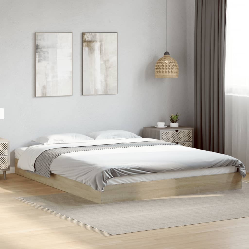 Bedframe zonder matras hout sonoma eikenkleurig 160x200 cm is nu te koop bij PeponiXL, paradijselijk wonen!