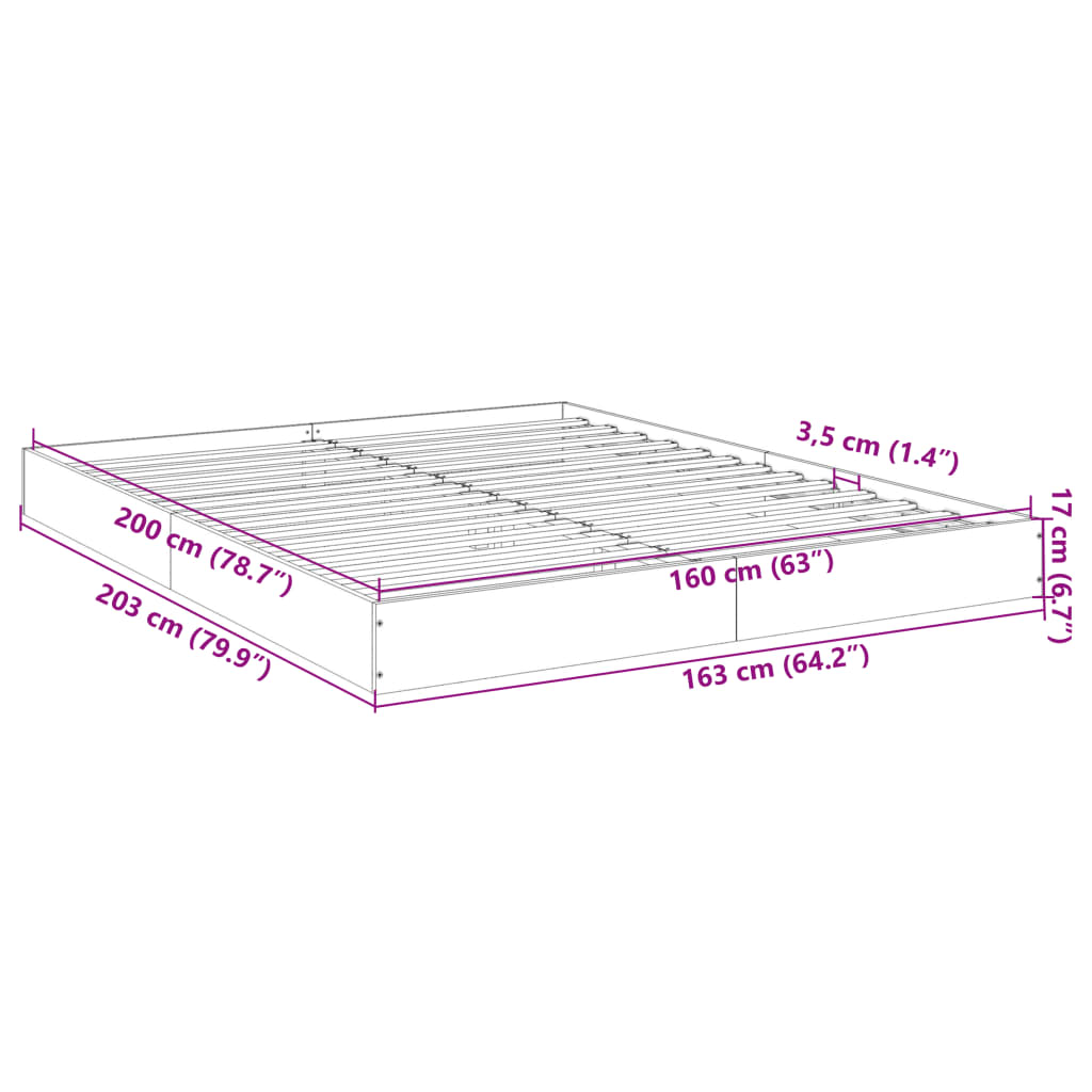 Bedframe zonder matras hout sonoma eikenkleurig 160x200 cm is nu te koop bij PeponiXL, paradijselijk wonen!
