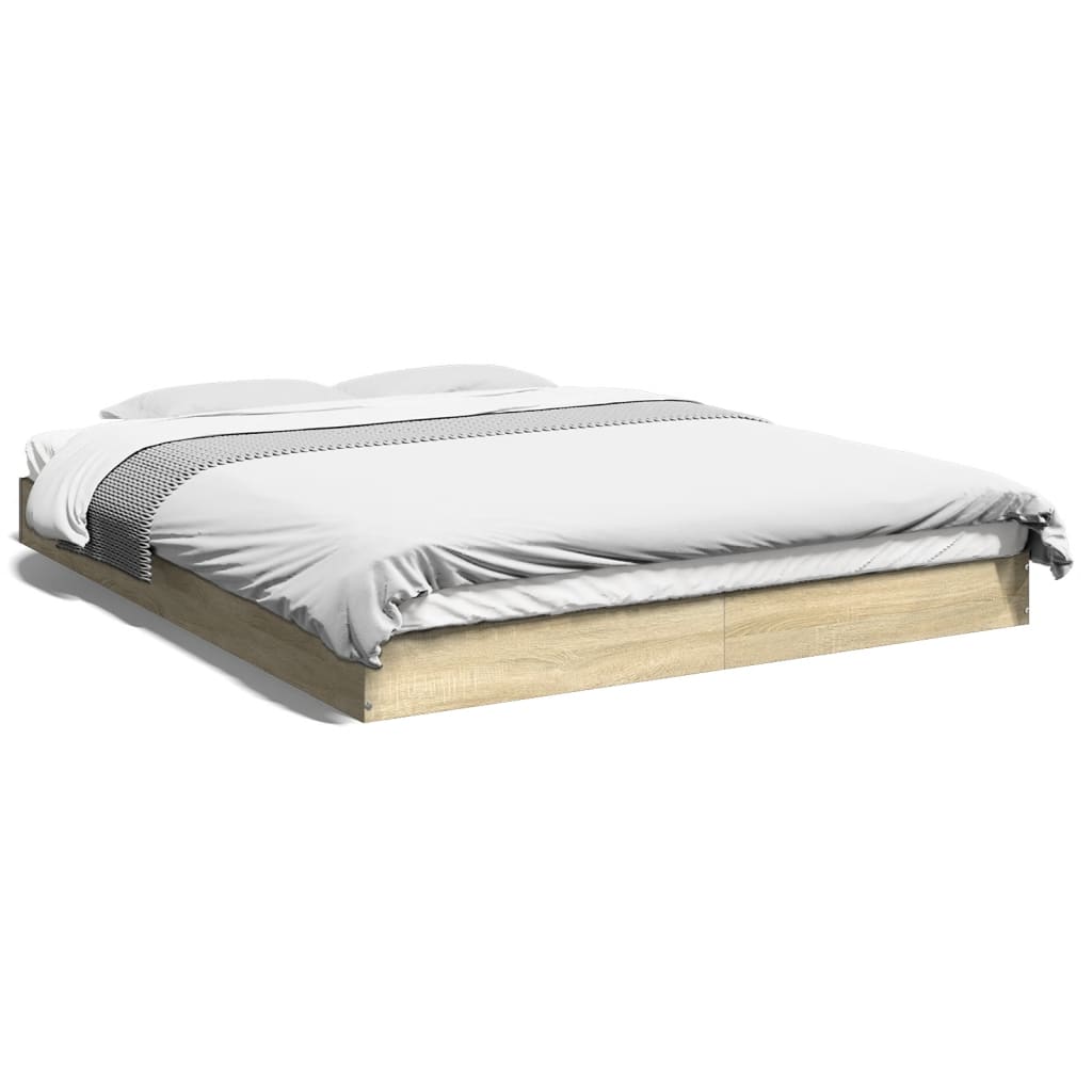 Bedframe zonder matras hout sonoma eikenkleurig 160x200 cm is nu te koop bij PeponiXL, paradijselijk wonen!