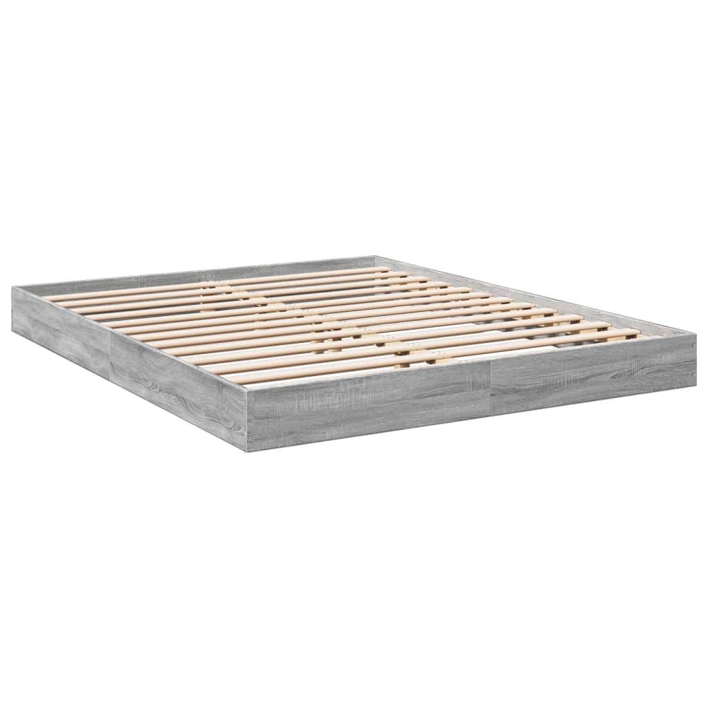 Bedframe zonder matras 160x200 cm spaanplaat grijs Sonoma is nu te koop bij PeponiXL, paradijselijk wonen!