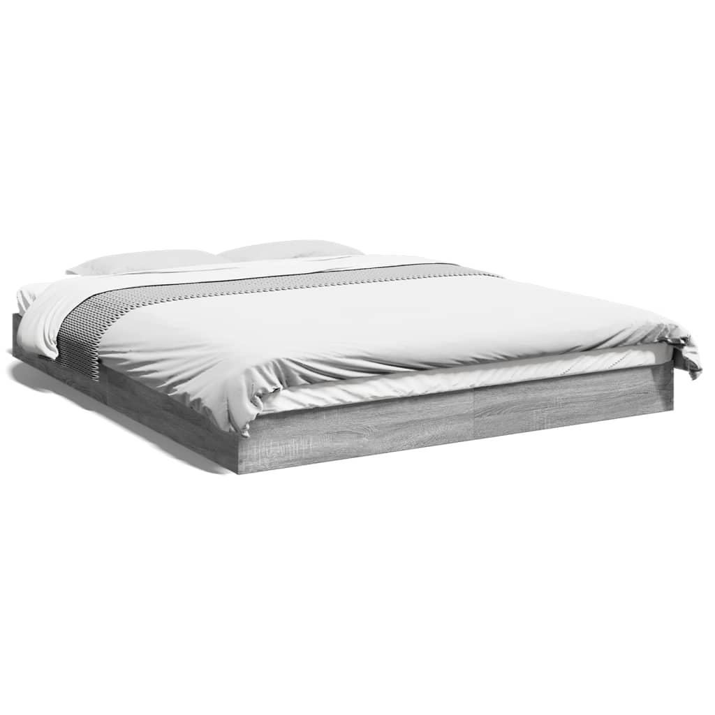 Bedframe zonder matras 160x200 cm spaanplaat grijs Sonoma is nu te koop bij PeponiXL, paradijselijk wonen!